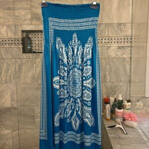 Blue n white strapless summer dress